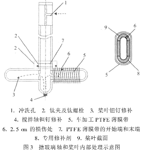 圖3搪玻璃軸和槳葉內部處理示意圖